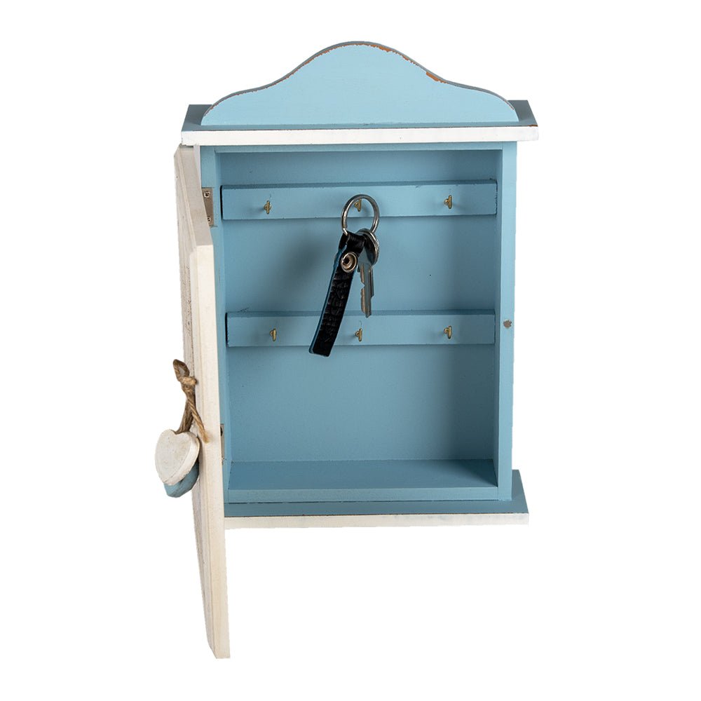 Schlüsselkasten Shabby Chic Blau-Weiß mit Bilderrahmen - Landhausstil {{ Shabby Chic und Landhaus Deko }} {{ www.Stein-Alt.de }}