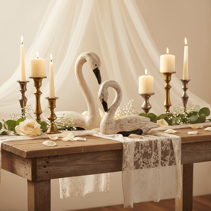 Figuren, Skulpturen & Statuen Schwanen Pärchen Holz - Romantische Hochzeitsdeko Shabby Chic Shabby Chic und Landhaus Deko bei www.Stein-Alt.de