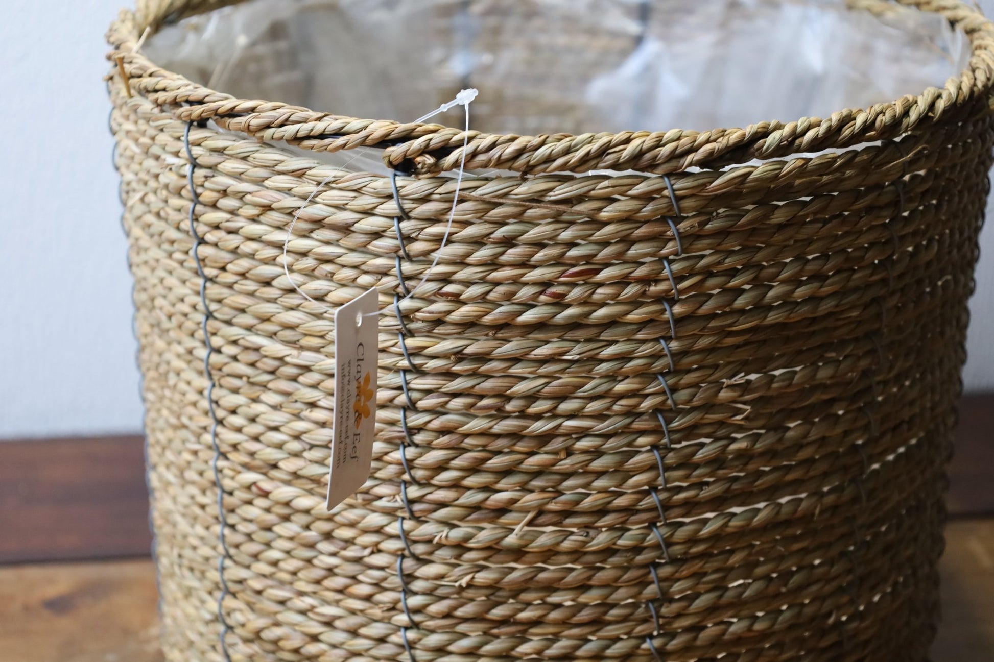 Seegras Übertopf Braun Natur - Boho Landhaus Blumentopf Innen {{ Shabby Chic und Landhaus Deko }} {{ www.Stein-Alt.de }}