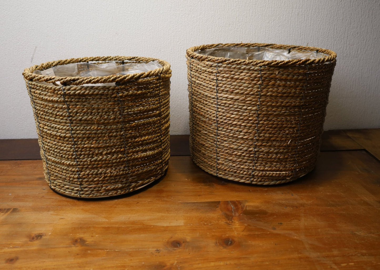 Seegras Übertopf Braun Natur - Boho Landhaus Blumentopf Innen {{ Shabby Chic und Landhaus Deko }} {{ www.Stein-Alt.de }}