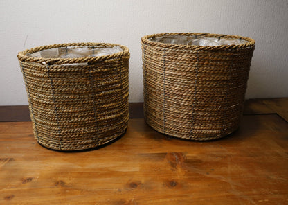 Blumentöpfe & Vasen Seegras Übertopf Braun Natur - Boho Landhaus Blumentopf Innen Shabby Chic und Landhaus Deko bei www.Stein-Alt.de