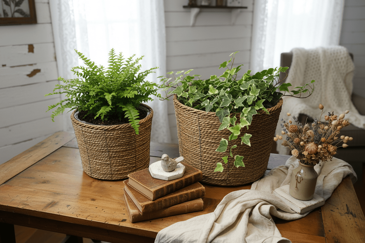 Seegras Übertopf Braun Natur - Boho Landhaus Blumentopf Innen {{ Shabby Chic und Landhaus Deko }} {{ www.Stein-Alt.de }}