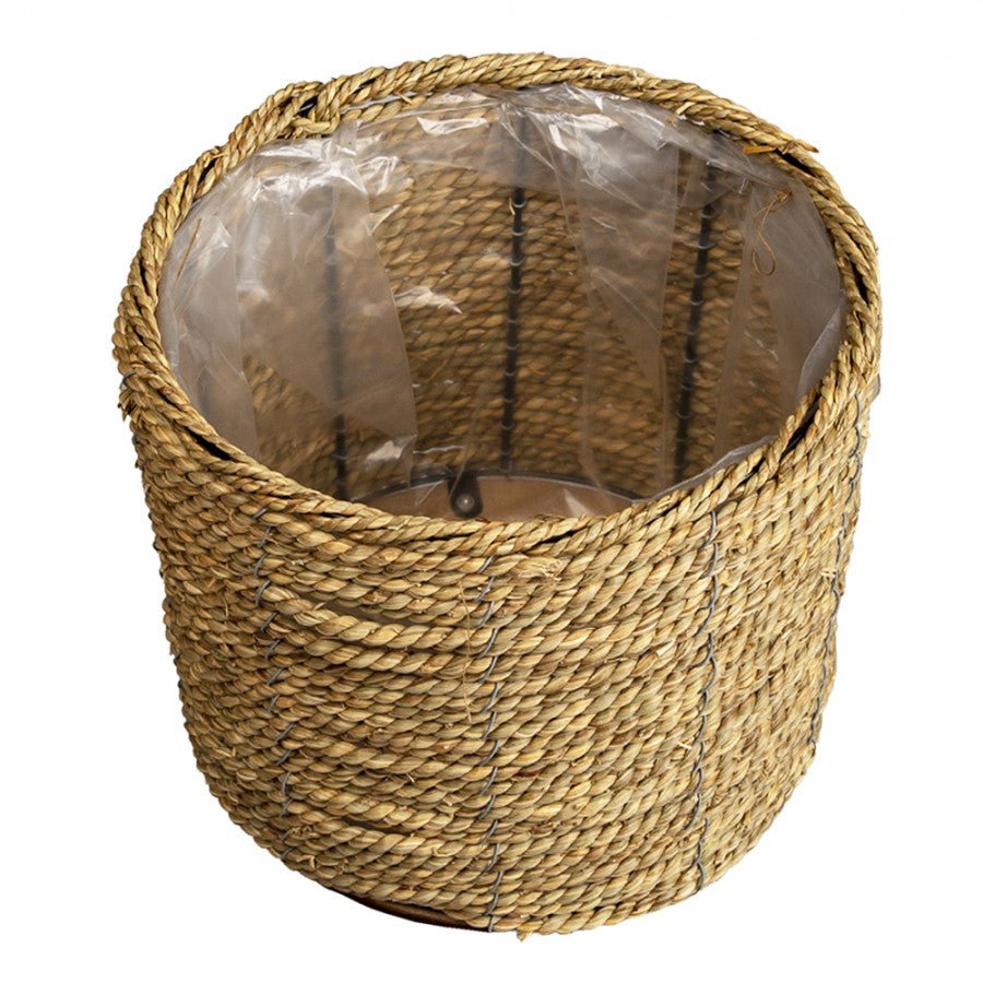 Seegras Übertopf Braun Natur - Boho Landhaus Blumentopf Innen 30 x 23 cm {{ Shabby Chic und Landhaus Deko }} {{ www.Stein-Alt.de }}