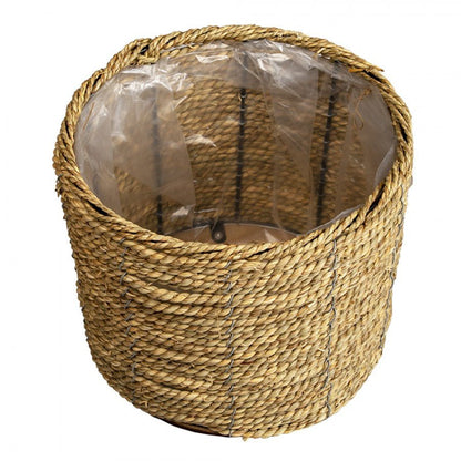 Blumentöpfe & Vasen Seegras Übertopf Braun Natur - Boho Landhaus Blumentopf Innen 30 x 23 cm Shabby Chic und Landhaus Deko bei www.Stein-Alt.de