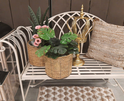Blumentöpfe & Vasen Seegras Übertopf Braun Natur - Boho Landhaus Blumentopf Innen Shabby Chic und Landhaus Deko bei www.Stein-Alt.de