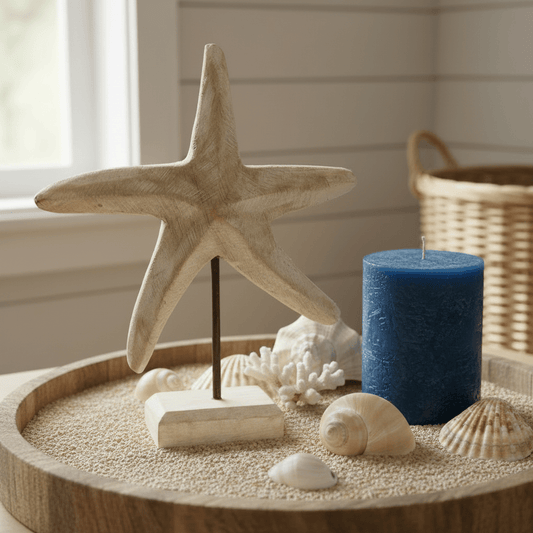 Seestern Holz Deko - Handgefertigt Maritime Landhaus Dekoration {{ Shabby Chic und Landhaus Deko }} {{ www.Stein-Alt.de }}