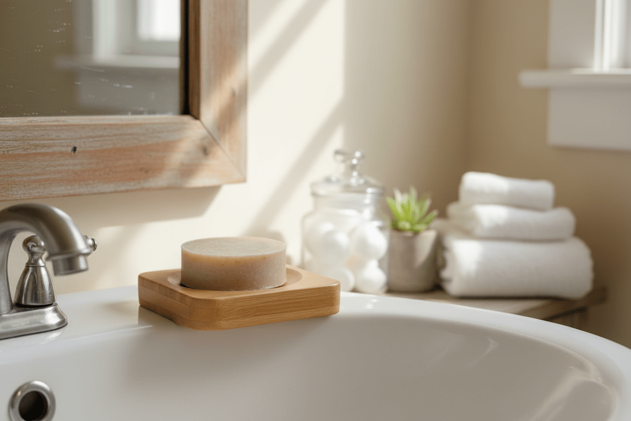 Seifenschale Bambus | Natürliche Seifenablage für Bad & Küche – 2 Varianten {{ Shabby Chic und Landhaus Deko }} {{ www.Stein-Alt.de }}