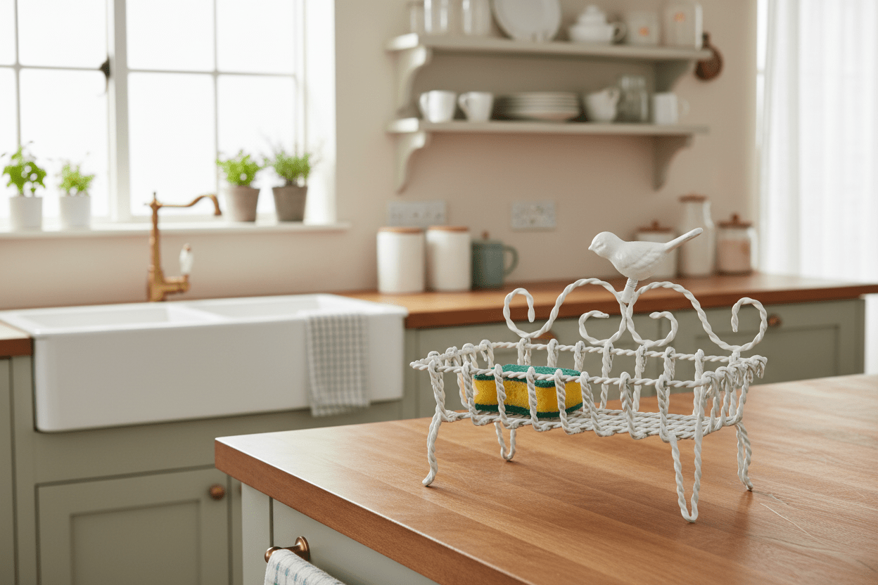 Seifenschale aus Metall in Weiß im Landhausstil mit Vögelchen {{ Shabby Chic und Landhaus Deko }} {{ www.Stein-Alt.de }}