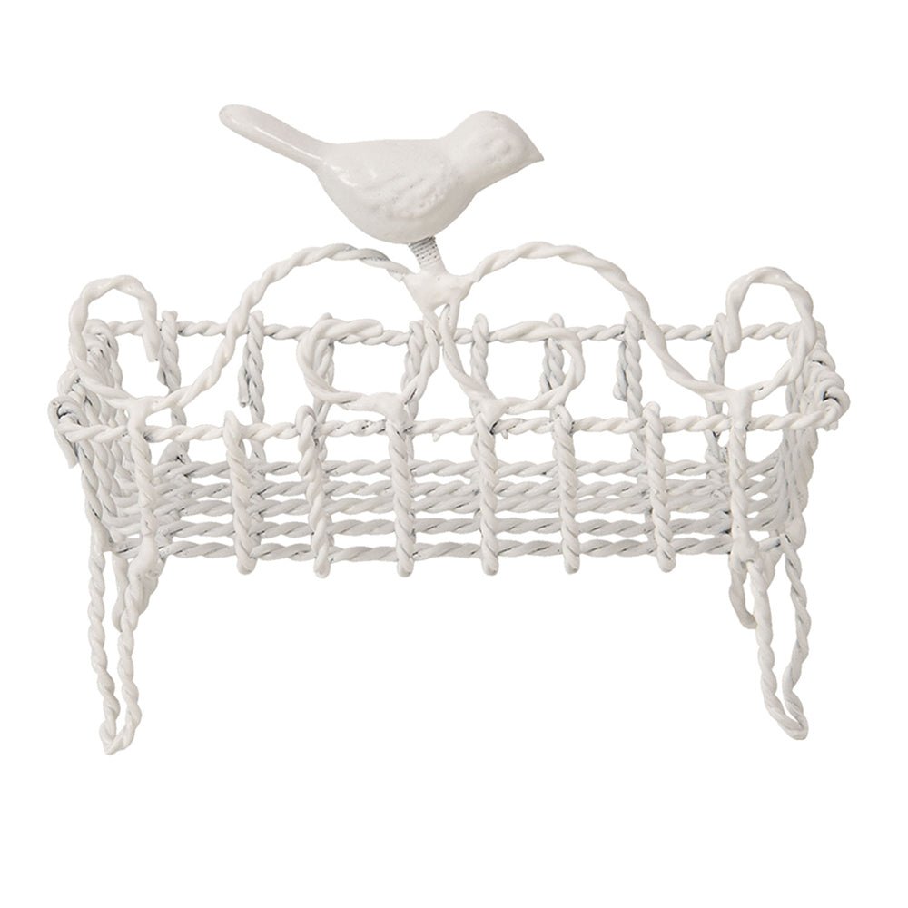 Seifenschale aus Metall in Weiß im Landhausstil mit Vögelchen {{ Shabby Chic und Landhaus Deko }} {{ www.Stein-Alt.de }}