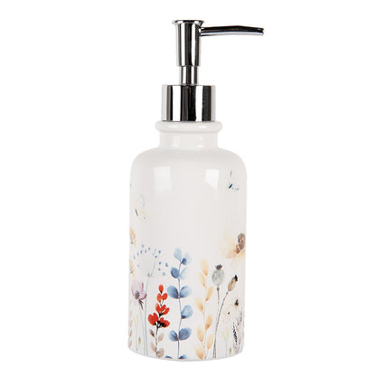 Seifenspender Seifenspender aus Keramik in Weiß mit buntem Blumenmotiv Shabby Chic und Landhaus Deko bei www.Stein-Alt.de