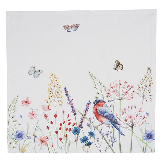 Servietten aus 100 % Baumwolle mit Frühlingsblumen und Vögelchen {{ Shabby Chic und Landhaus Deko }} {{ www.Stein-Alt.de }}
