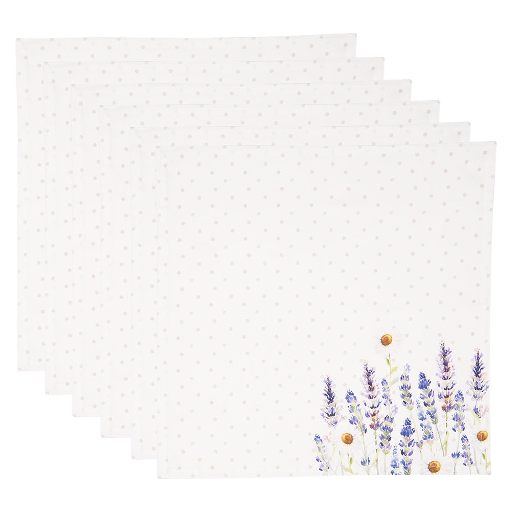 Servietten aus 100% Baumwolle mit sommerlichem Lavendelmotiv {{ Shabby Chic und Landhaus Deko }} {{ www.Stein-Alt.de }}