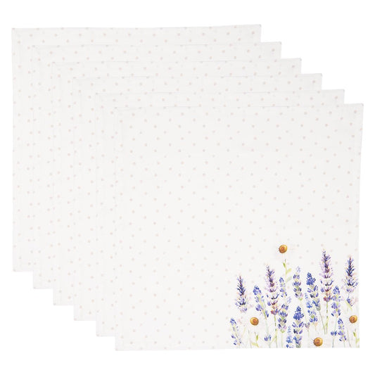 Servietten aus 100% Baumwolle mit sommerlichem Lavendelmotiv {{ Shabby Chic und Landhaus Deko }} {{ www.Stein-Alt.de }}