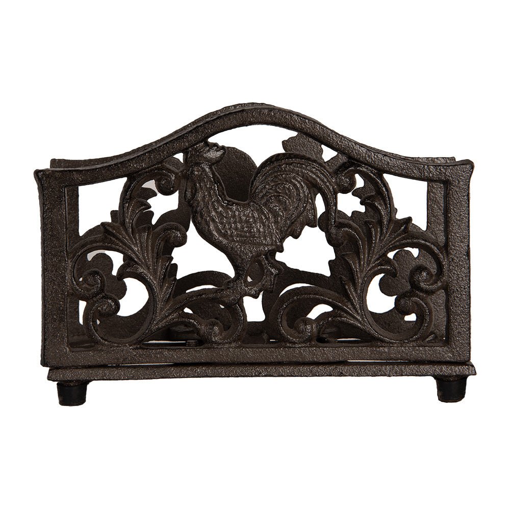 Serviettenhalter Hahn Gusseisen Braun - Vintage Oster-Tischdeko Landhausstil {{ Shabby Chic und Landhaus Deko }} {{ www.Stein-Alt.de }}