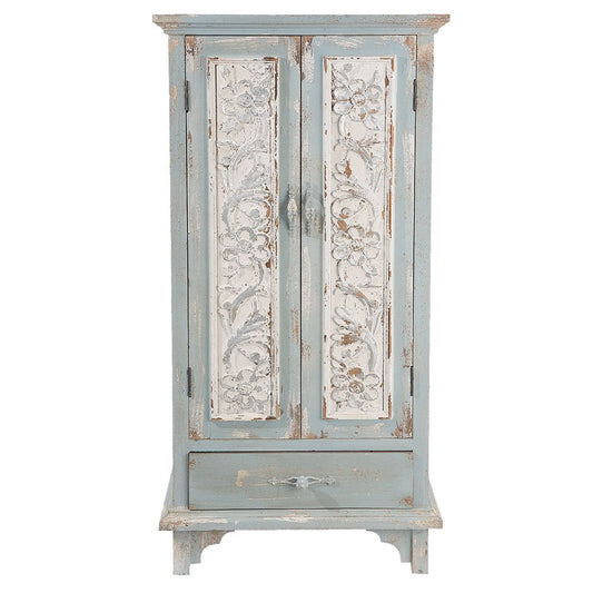 Shabby Chic Schrank Blau-Grün - Vertiko Brocante Landhausstil Holz | Clayre & Eef {{ Shabby Chic und Landhaus Deko }} {{ www.Stein-Alt.de }}