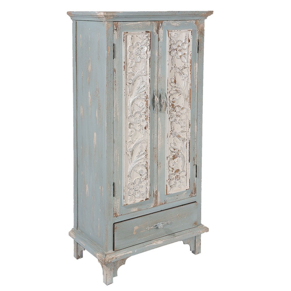 Shabby Chic Schrank Blau-Grün - Vertiko Brocante Landhausstil Holz | Clayre & Eef {{ Shabby Chic und Landhaus Deko }} {{ www.Stein-Alt.de }}