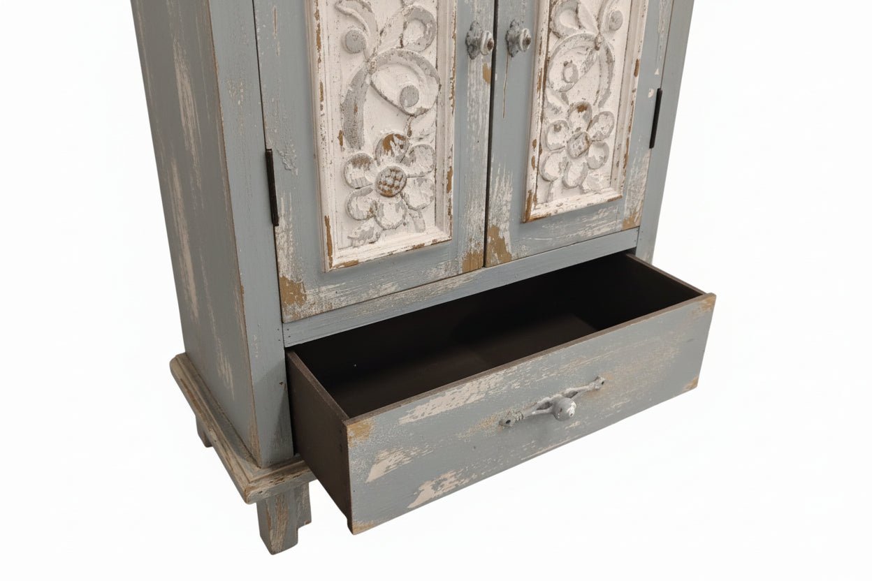 Shabby Chic Schrank Blau-Grün - Vertiko Brocante Landhausstil Holz | Clayre & Eef {{ Shabby Chic und Landhaus Deko }} {{ www.Stein-Alt.de }}
