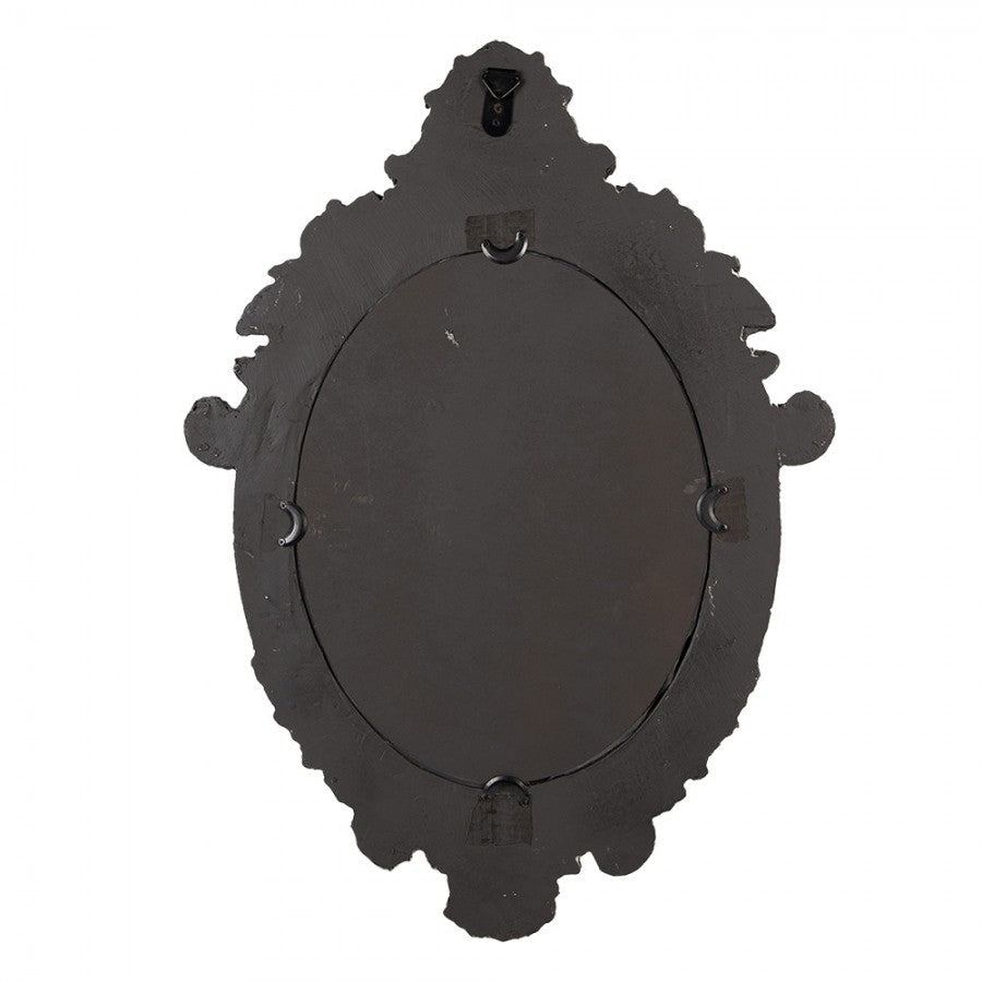 Spiegel: Oval im Shabby Chic Barock-Stil aus Metall in Beige-Grau {{ Shabby Chic und Landhaus Deko }} {{ www.Stein-Alt.de }}