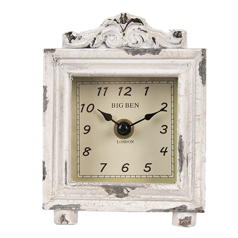 Standuhr / Tischuhr Shabby Chic Stil in Weiß-Grau aus Holz