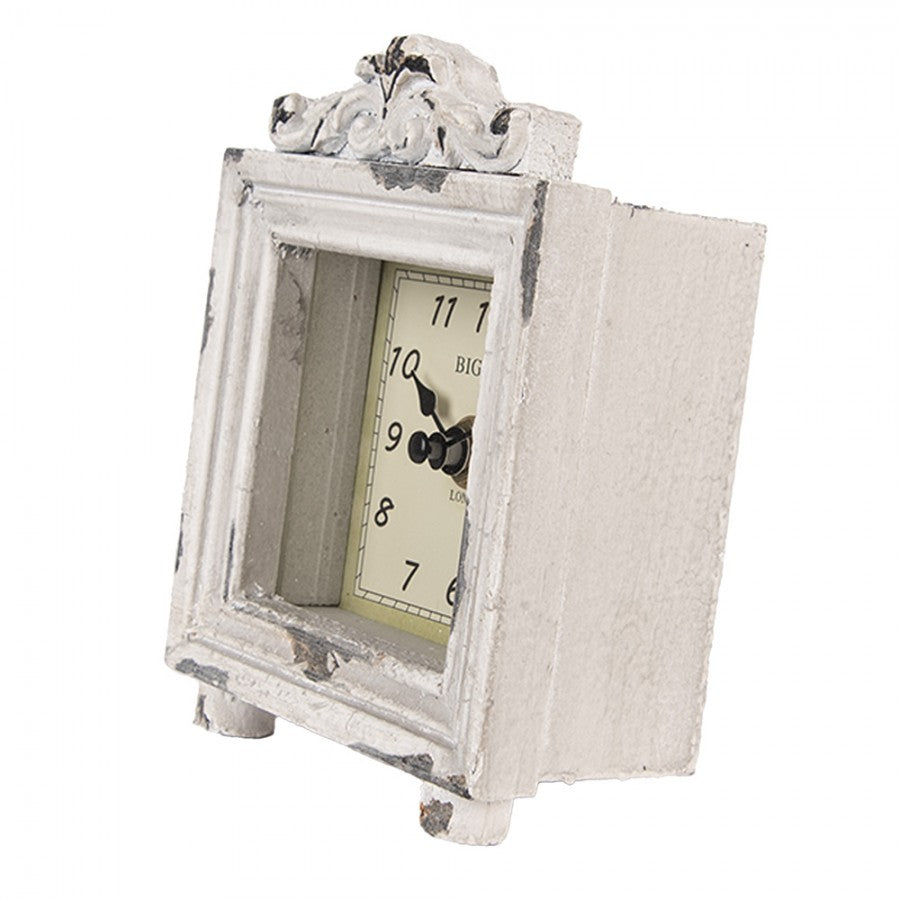 Standuhr / Tischuhr Shabby Chic Stil in Weiß-Grau aus Holz