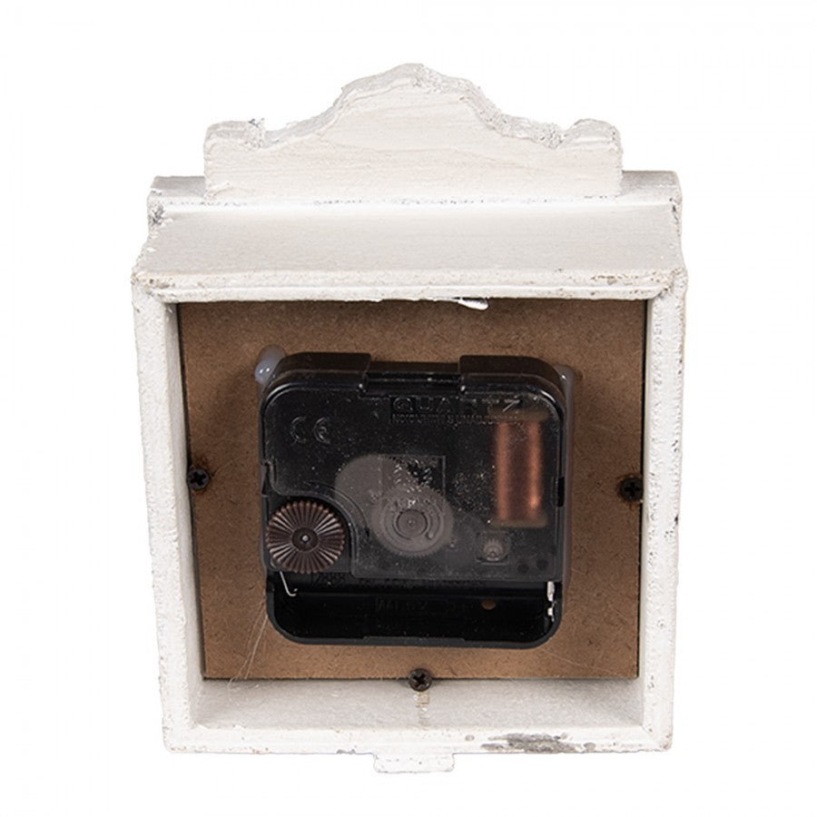 Standuhr / Tischuhr Shabby Chic Stil in Weiß-Grau aus Holz