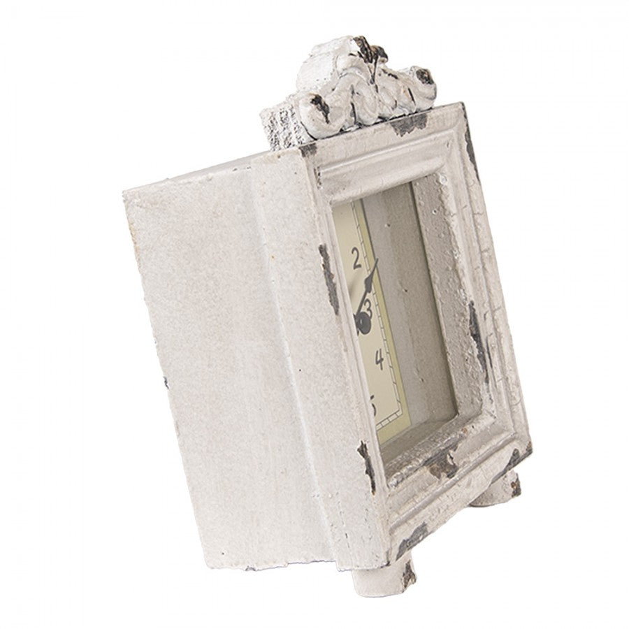 Standuhr / Tischuhr Shabby Chic Stil in Weiß-Grau aus Holz