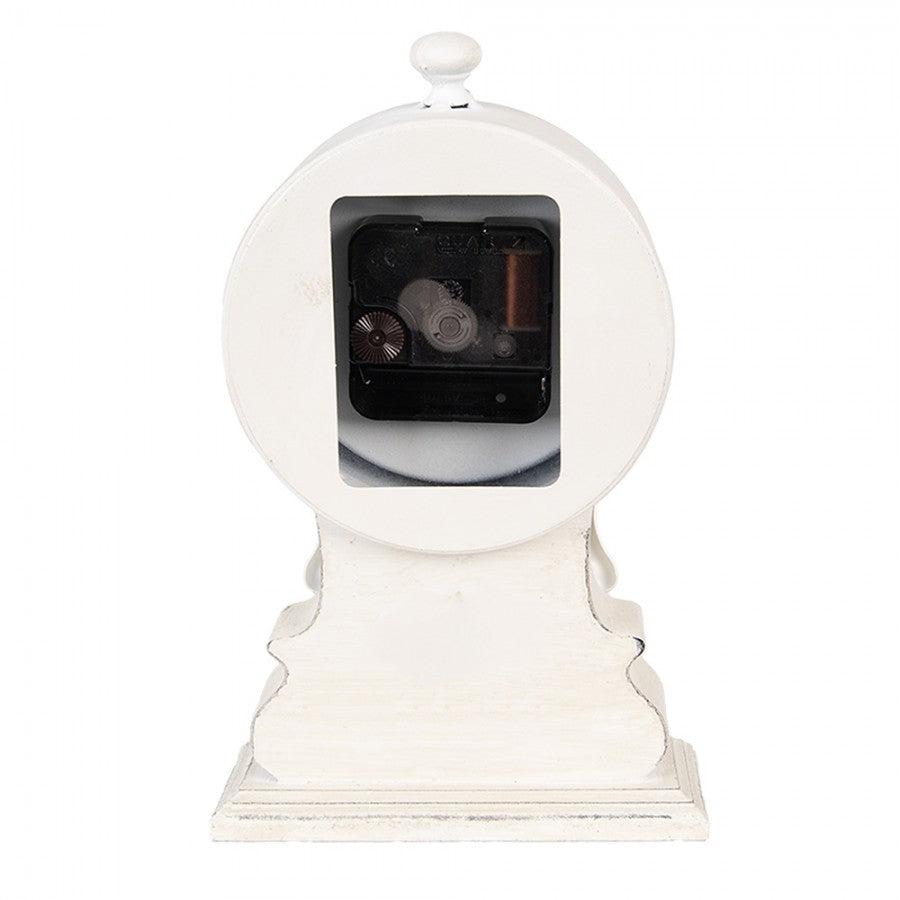 Standuhr Shabby Chic Weiß - Vintage Tischuhr aus Holz im Landhausstil