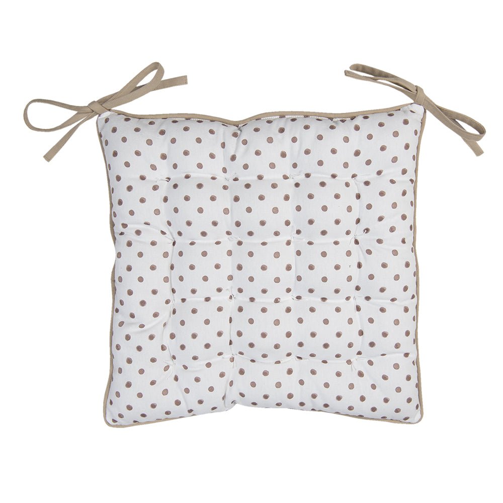 Stuhlkissen Ostern Hase Weiß-Braun - Frühling Sitzkissen Baumwolle Landhausstil Clayre & Eef {{ Shabby Chic und Landhaus Deko }} {{ www.Stein-Alt.de }}