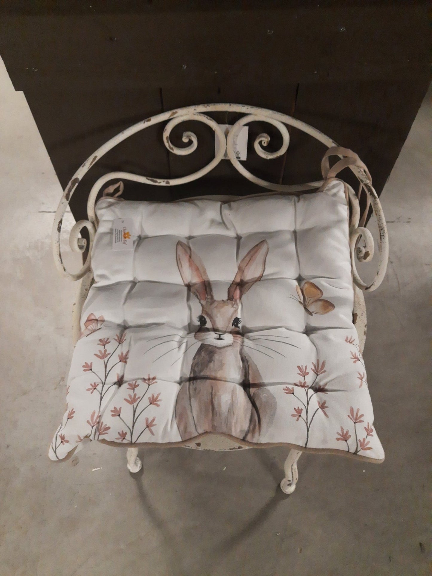 Stuhlkissen Ostern Hase Weiß-Braun - Frühling Sitzkissen Baumwolle Landhausstil Clayre & Eef {{ Shabby Chic und Landhaus Deko }} {{ www.Stein-Alt.de }}