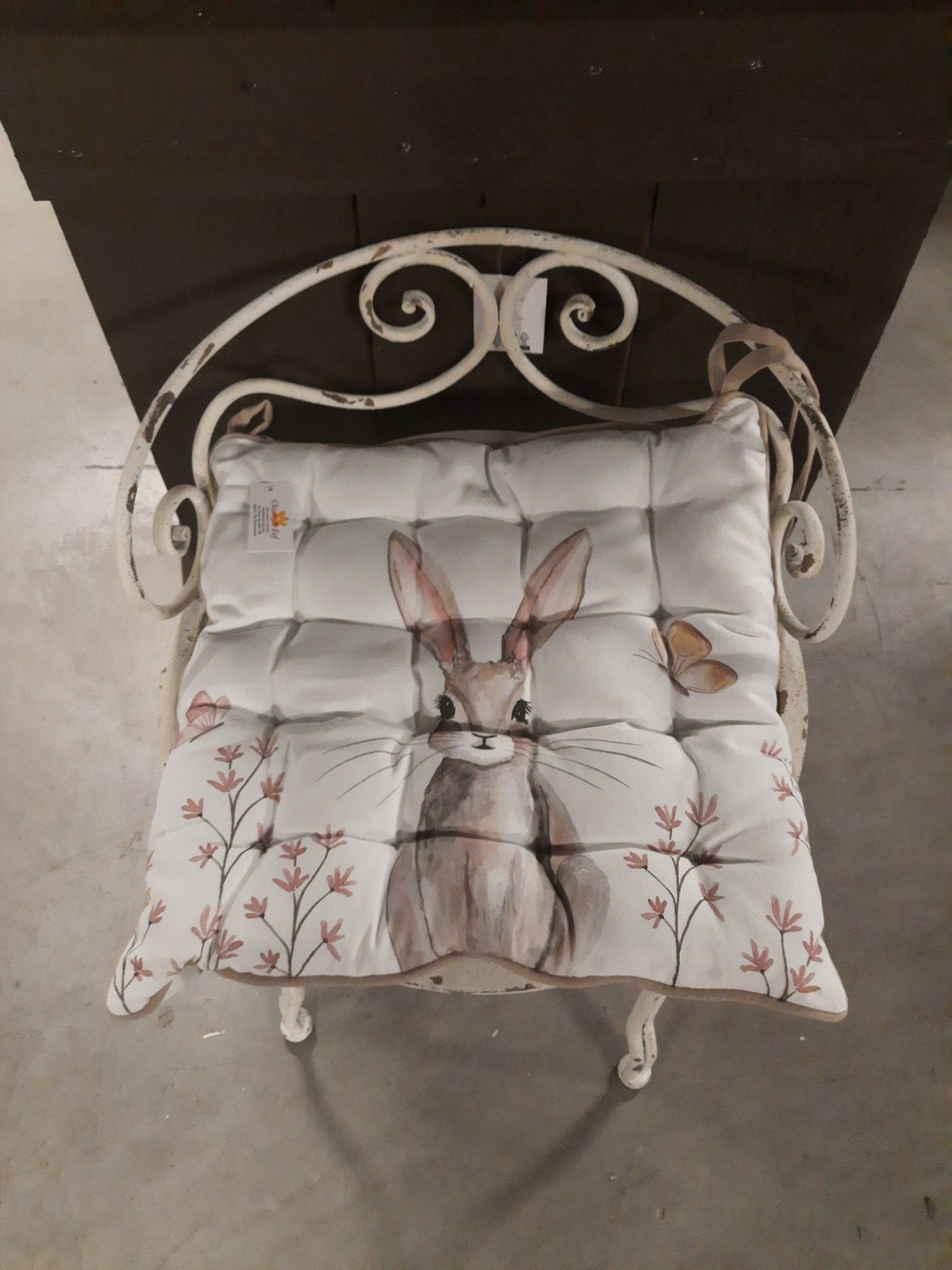 Stuhlkissen Ostern Hase Weiß-Braun - Frühling Sitzkissen Baumwolle Landhausstil Clayre & Eef {{ Shabby Chic und Landhaus Deko }} {{ www.Stein-Alt.de }}