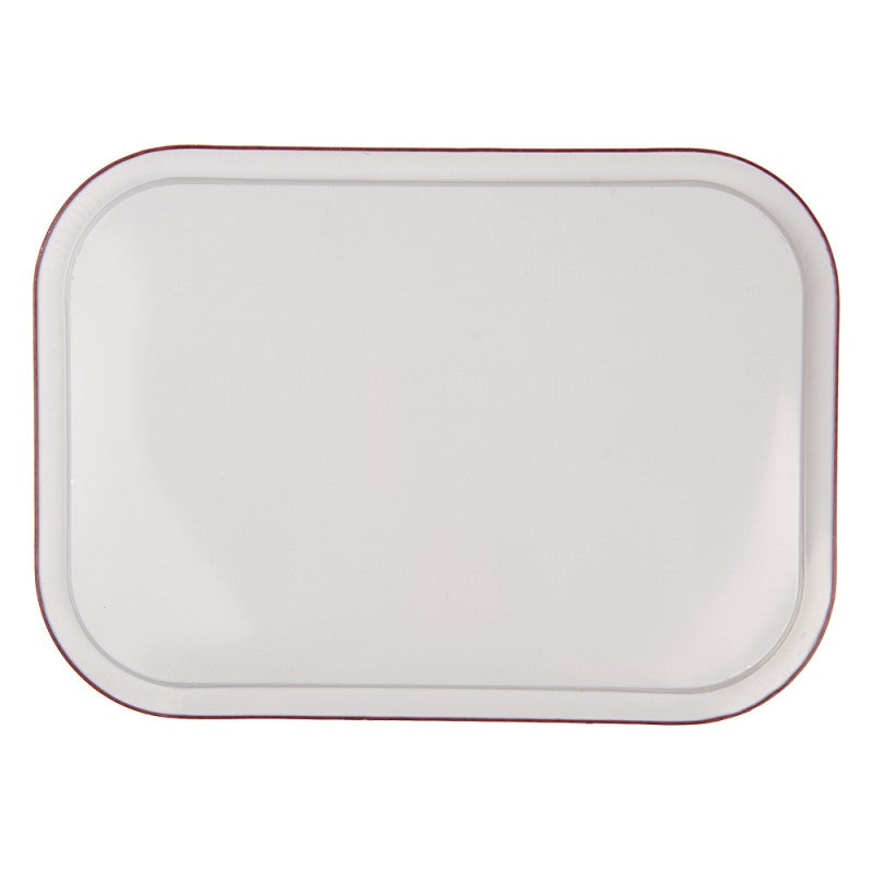 Tablett aus Metall mit winterlicher Dorfidylle, Weihnachtsdekoration