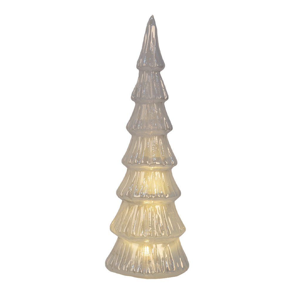 Tannenbaum aus Glas, Lichterbaum mit LED Beleuchtung in weiß, Weihnachten Winter {{ Shabby Chic und Landhaus Deko }} {{ www.Stein-Alt.de }}
