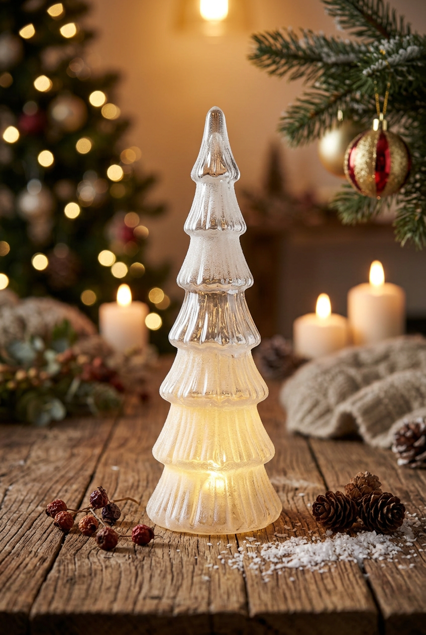 LED Tannenbaum LED-Tannenbaum Landhausstil Glas Weiß 32 cm Shabby-Chic und Landhaus-Deko bei www.Stein-Alt.de