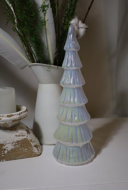 LED Tannenbaum Tannenbaum aus Glas, Lichterbaum mit LED Beleuchtung in weiß, Weihnachten Winter Shabby Chic und Landhaus Deko bei www.Stein-Alt.de