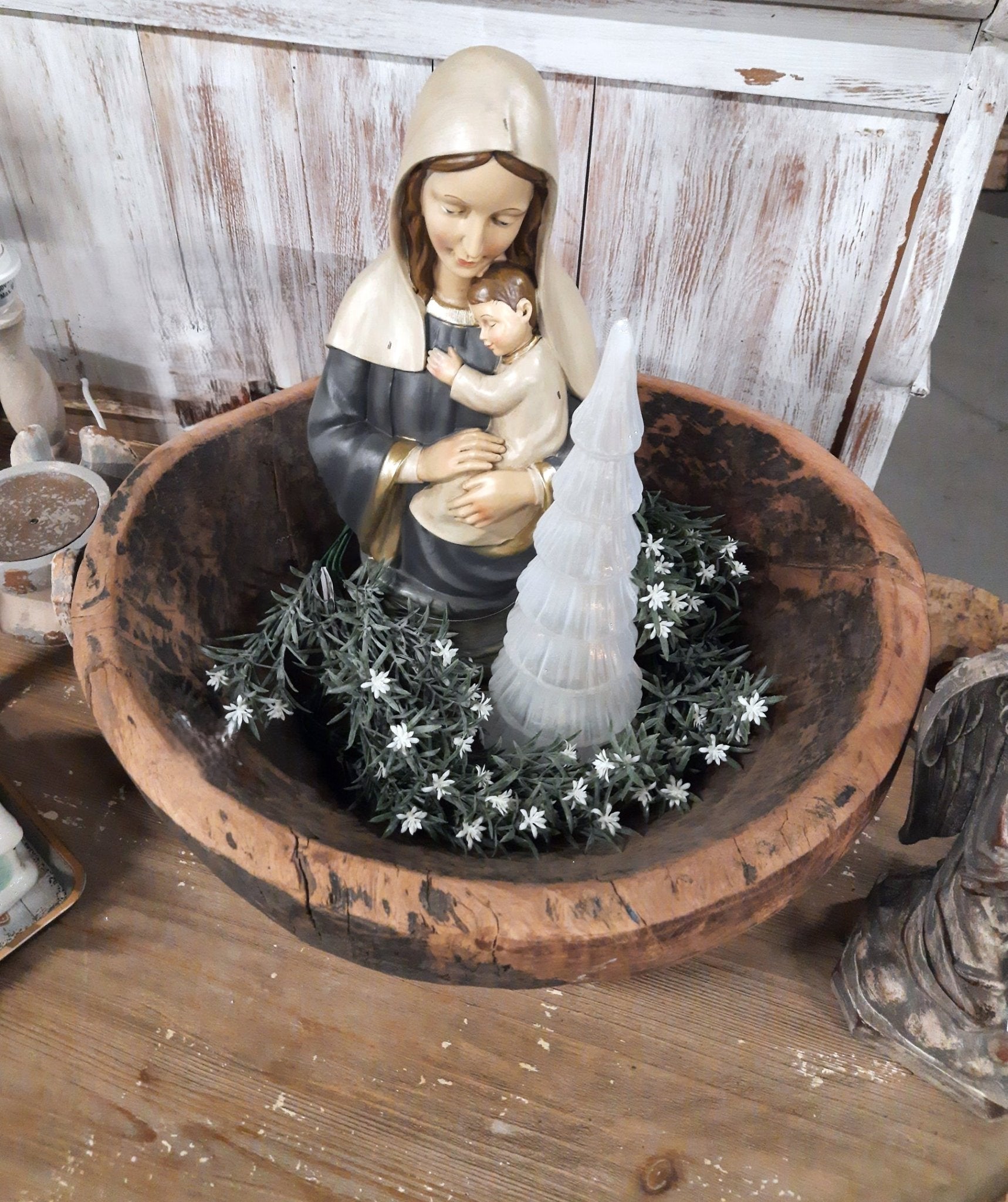 Tannenbaum aus Glas, Lichterbaum mit LED Beleuchtung in weiß, Weihnachten Winter {{ Shabby Chic und Landhaus Deko }} {{ www.Stein-Alt.de }}