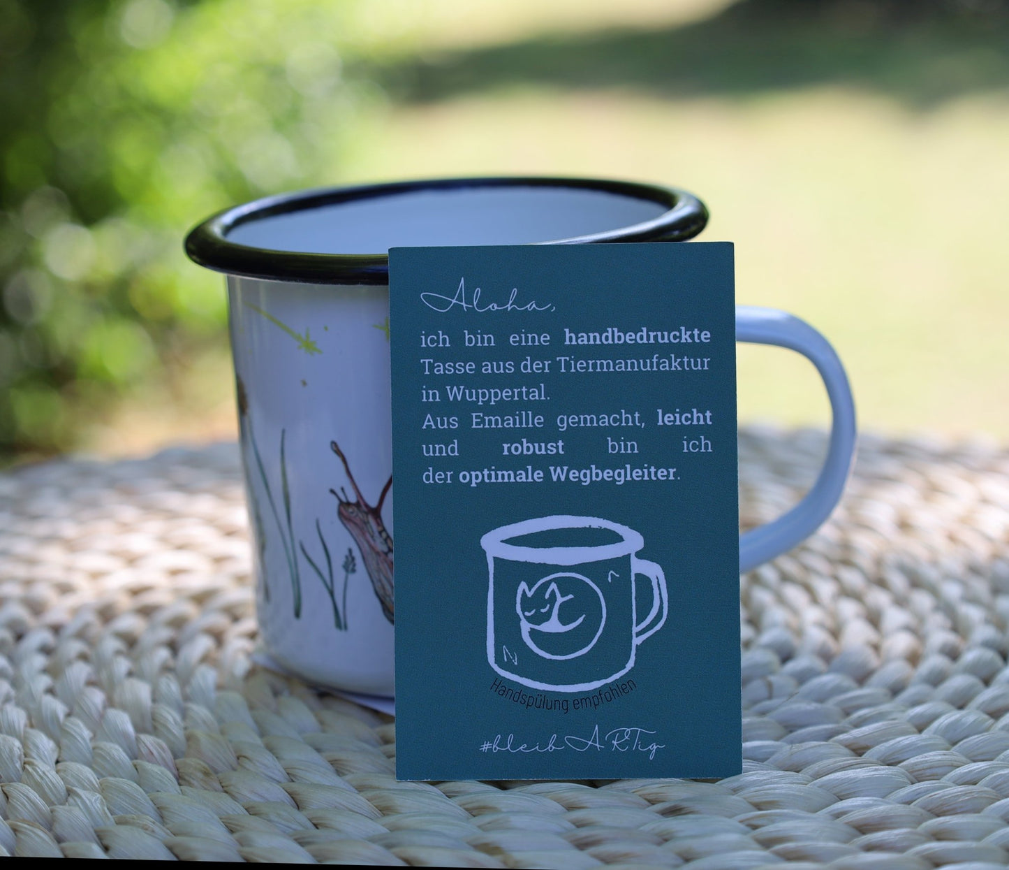 Emaille-Tasse Sternengucker, Schnecke & Grashupper | Outdoor & Camping 300 ml {{ Shabby Chic und Landhaus Deko }} {{ www.Stein-Alt.de }}