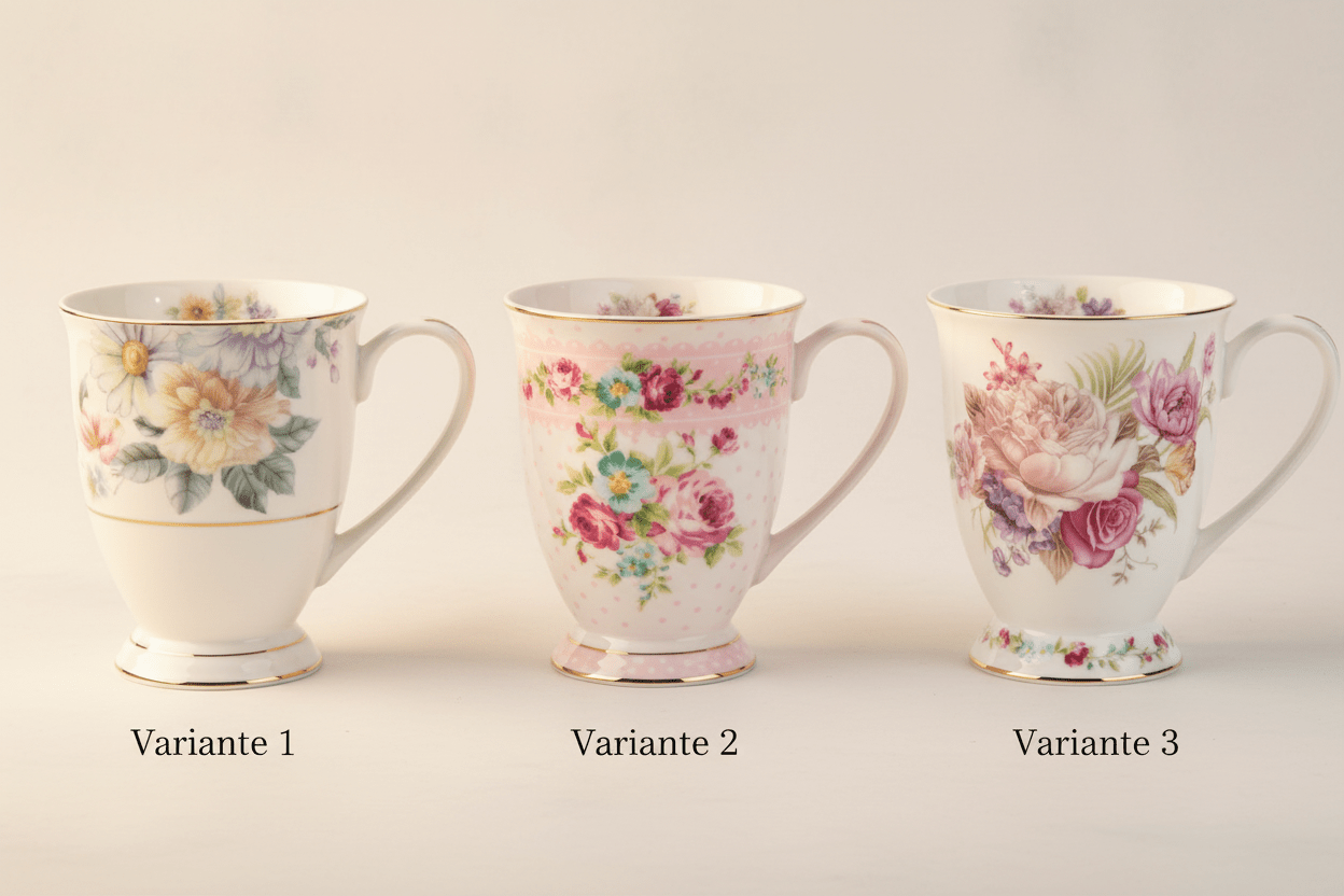 Tassen mit romantischem Blumenmotiv 300 ml – Clayre & Eef Mix and Match {{ Shabby Chic und Landhaus Deko }} {{ www.Stein-Alt.de }}