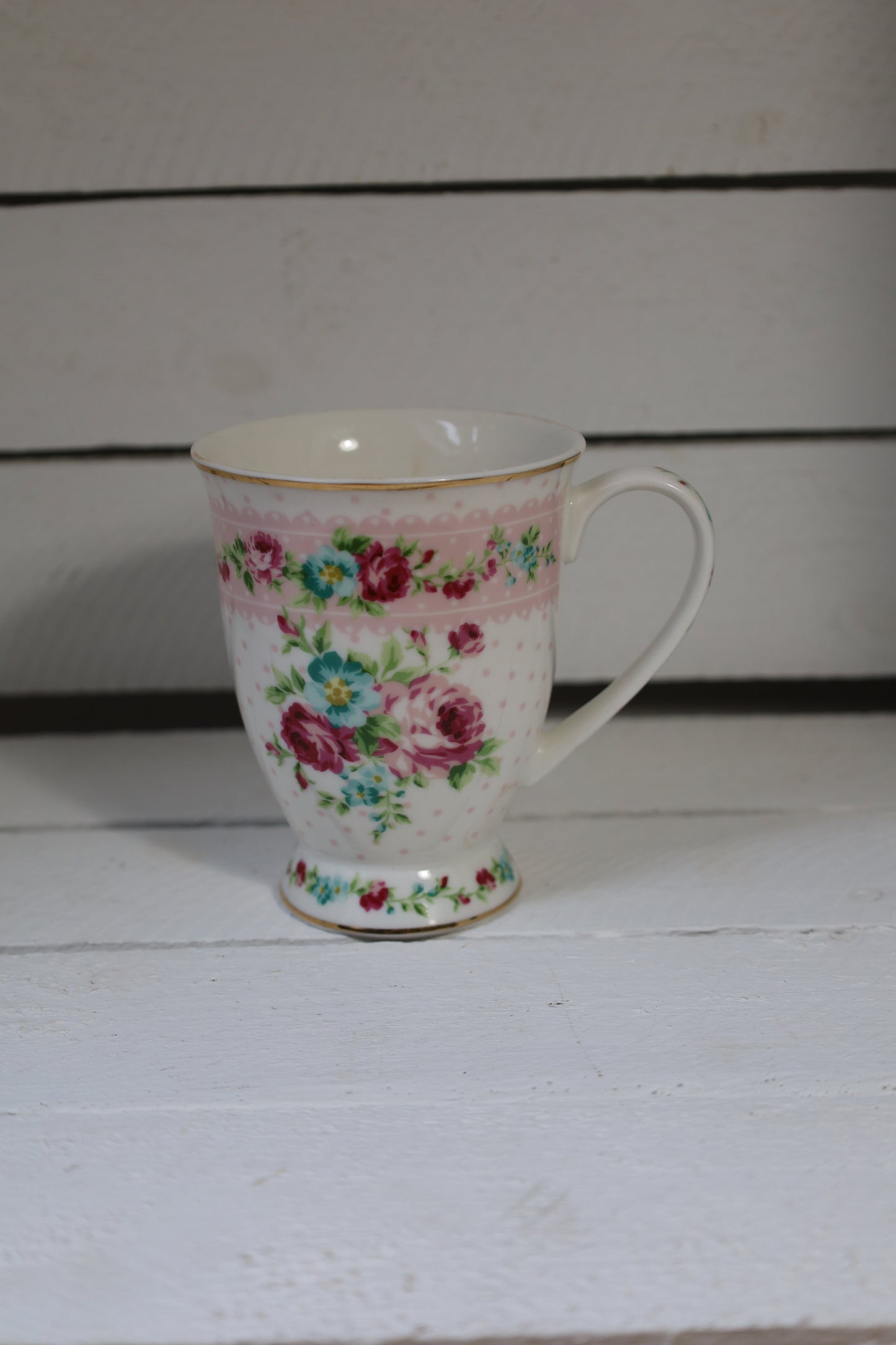 Tassen mit romantischem Blumenmotiv 300 ml – Clayre & Eef Mix and Match {{ Shabby Chic und Landhaus Deko }} {{ www.Stein-Alt.de }}