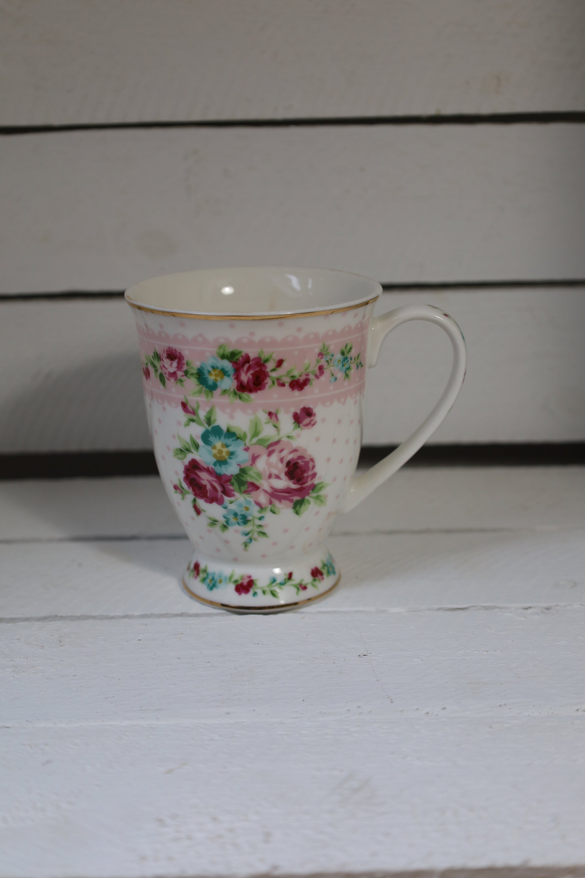 Tassen mit romantischem Blumenmotiv 300 ml – Clayre & Eef Mix and Match {{ Shabby Chic und Landhaus Deko }} {{ www.Stein-Alt.de }}