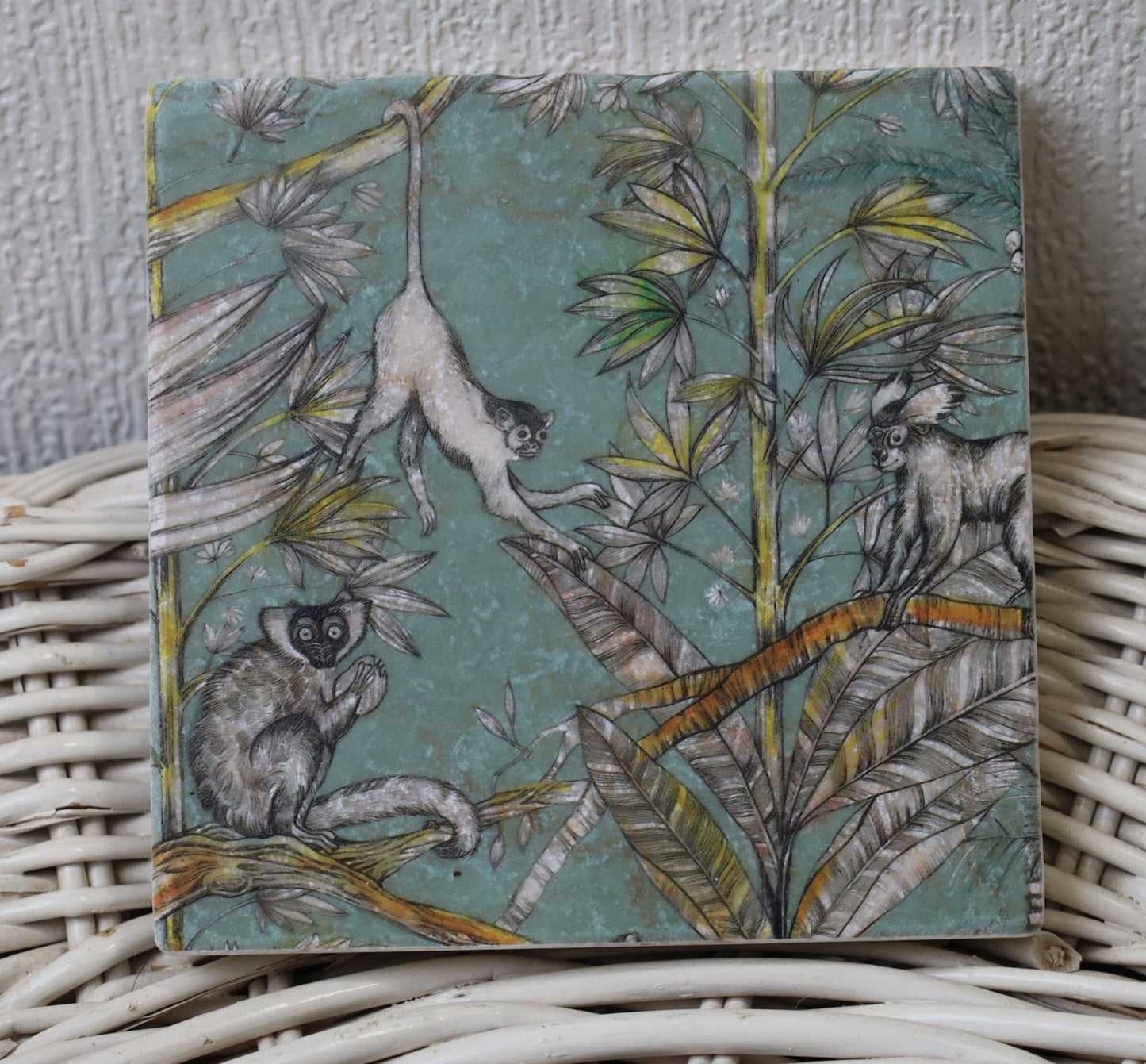 Tassenuntersetzer Naturstein Dschungel - Glasuntersetzer Grün Botanical {{ Shabby Chic und Landhaus Deko }} {{ www.Stein-Alt.de }}