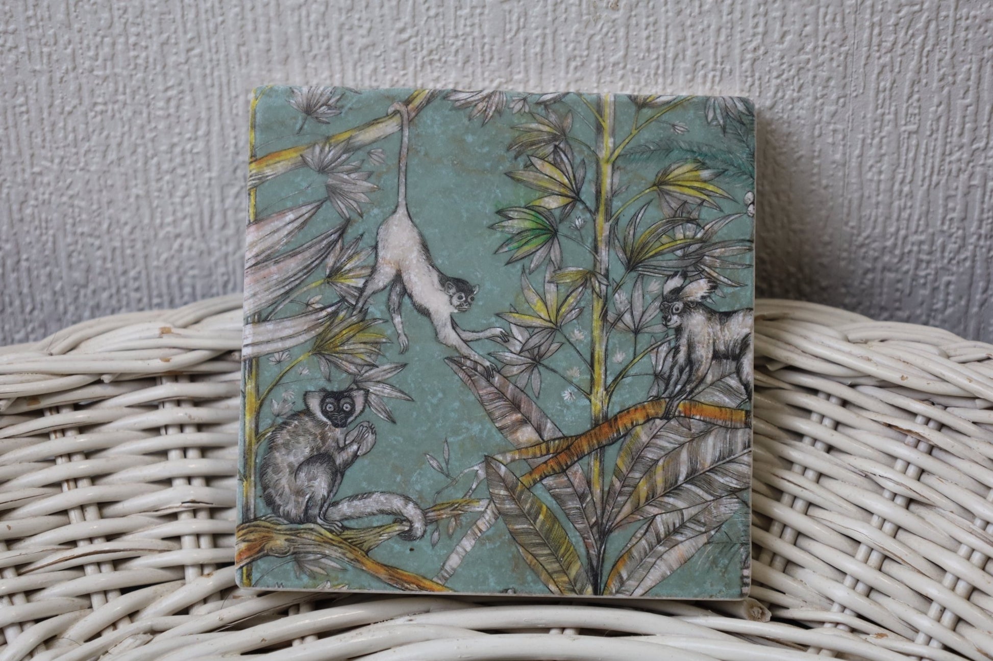 Tassenuntersetzer Naturstein Dschungel - Glasuntersetzer Grün Botanical {{ Shabby Chic und Landhaus Deko }} {{ www.Stein-Alt.de }}