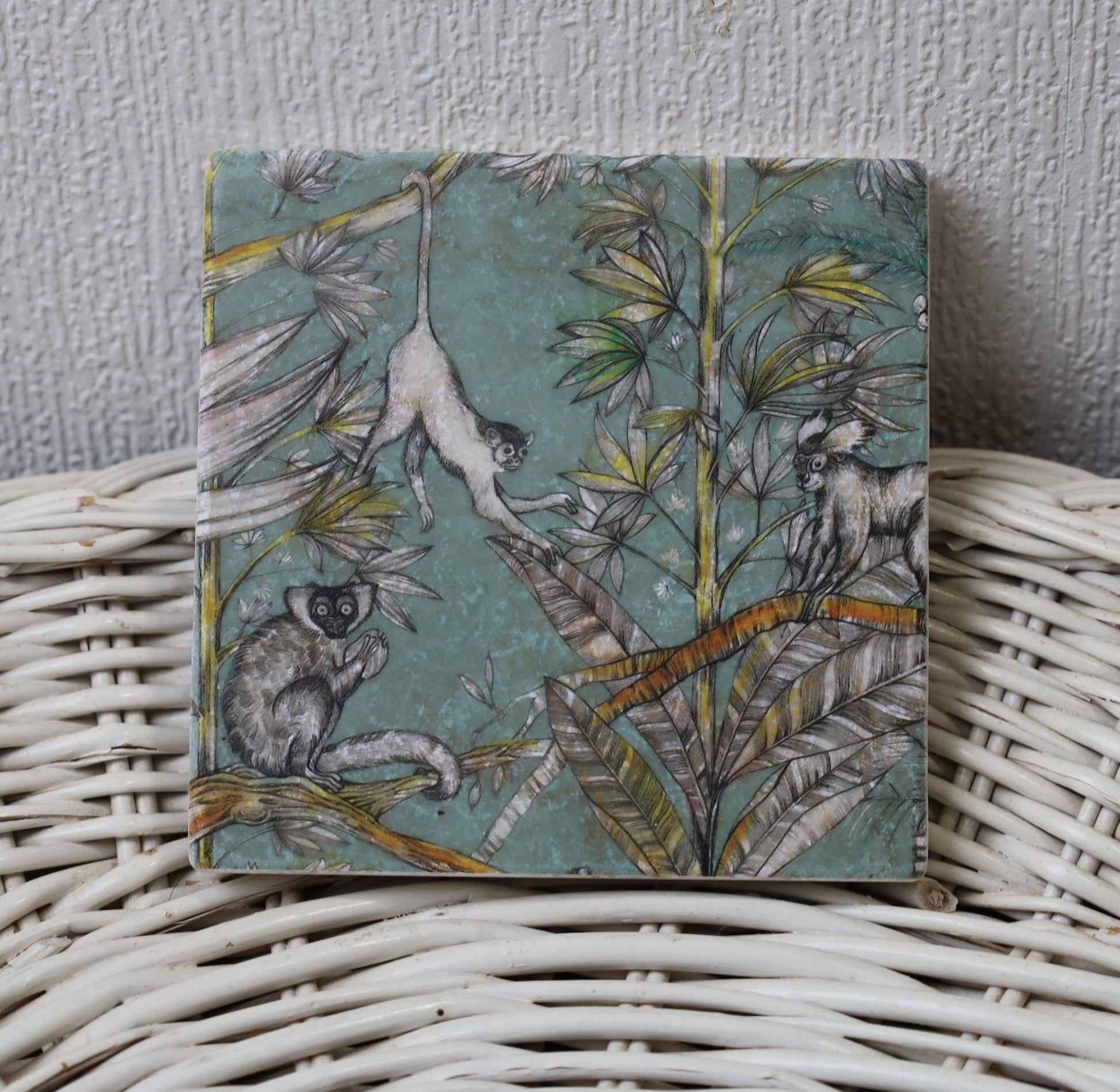 Tassenuntersetzer Naturstein Dschungel - Glasuntersetzer Grün Botanical {{ Shabby Chic und Landhaus Deko }} {{ www.Stein-Alt.de }}