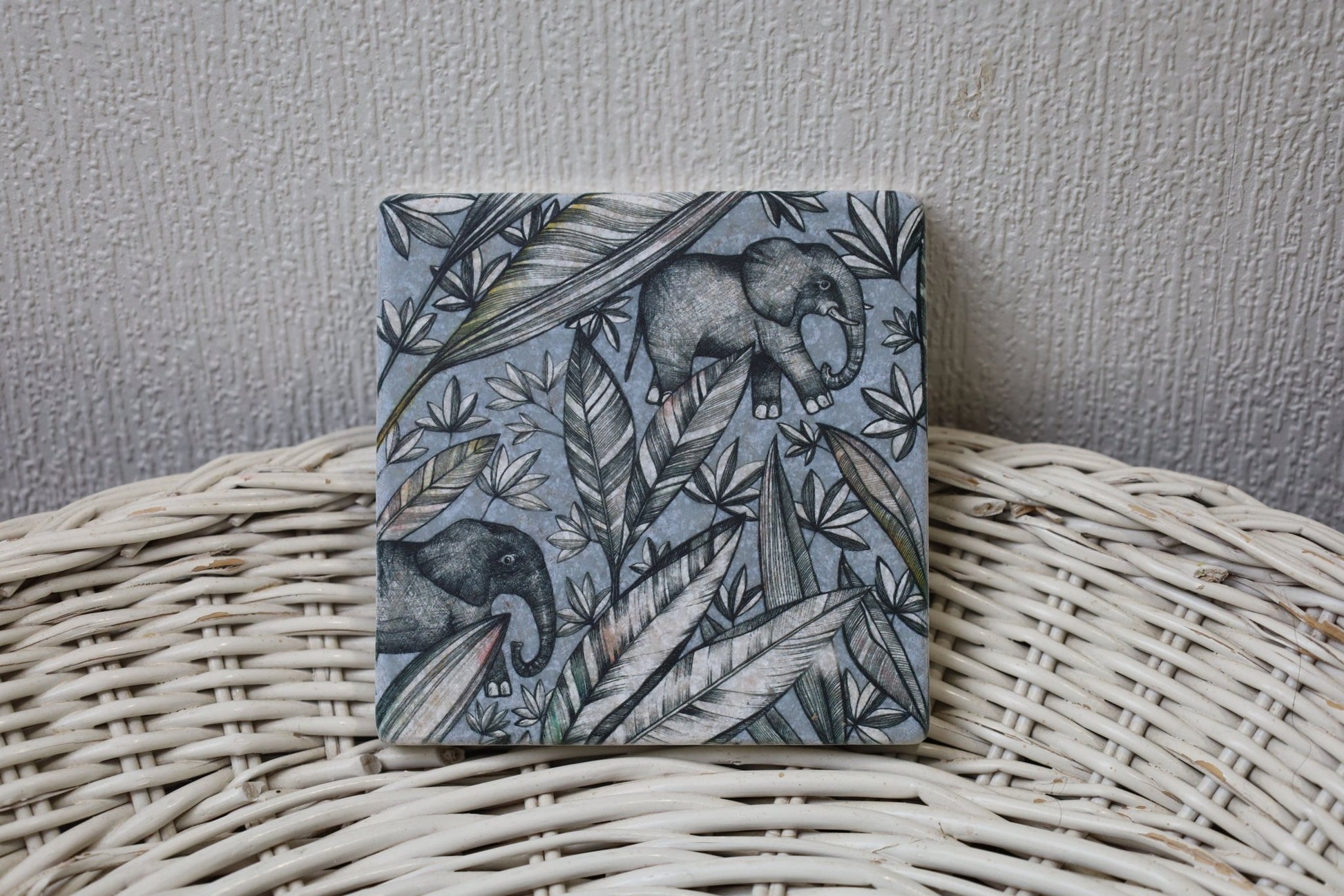 Tassenuntersetzer Naturstein Dschungel - Glasuntersetzer Grün Botanical {{ Shabby Chic und Landhaus Deko }} {{ www.Stein-Alt.de }}