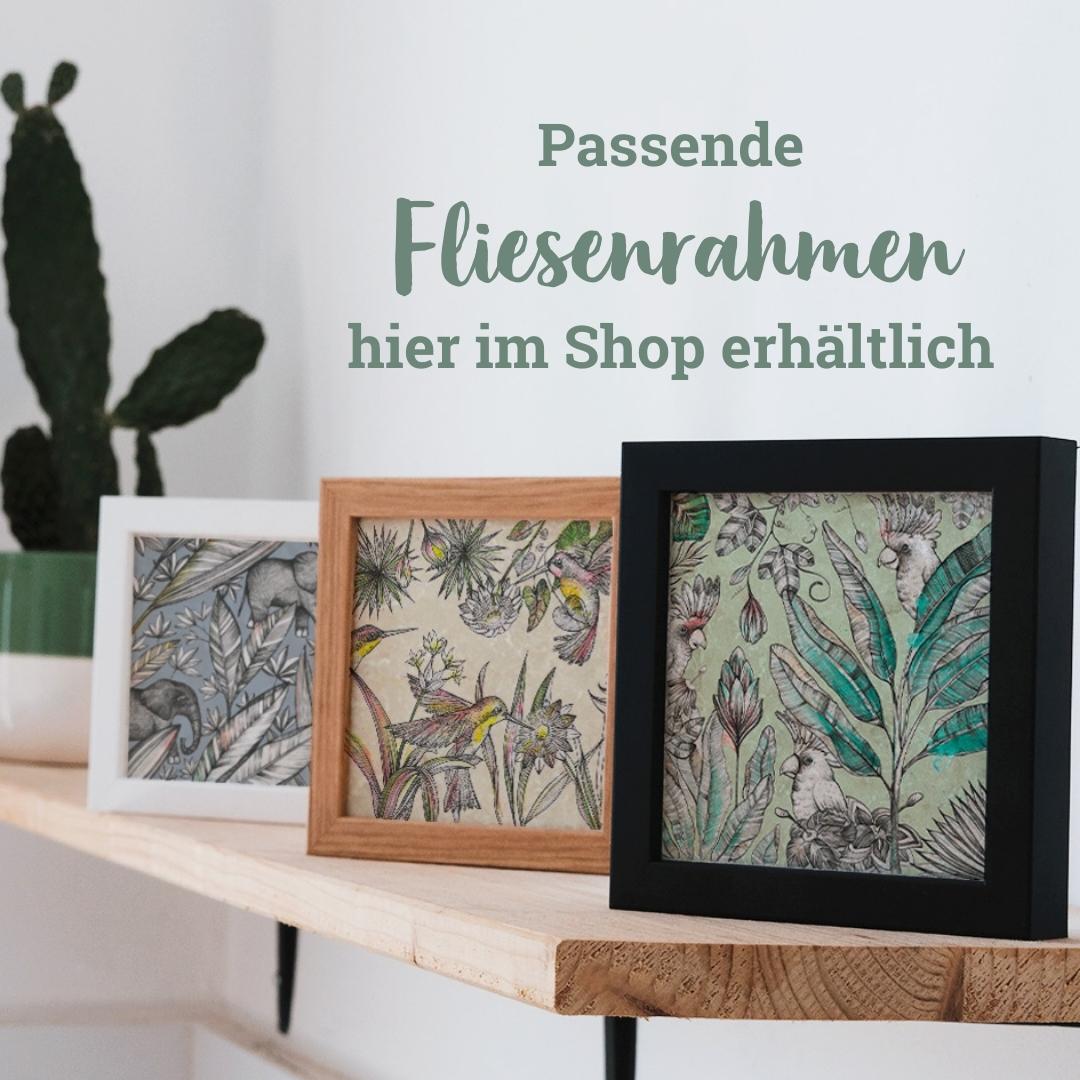 Tassenuntersetzer Naturstein Dschungel - Glasuntersetzer Grün Botanical {{ Shabby Chic und Landhaus Deko }} {{ www.Stein-Alt.de }}