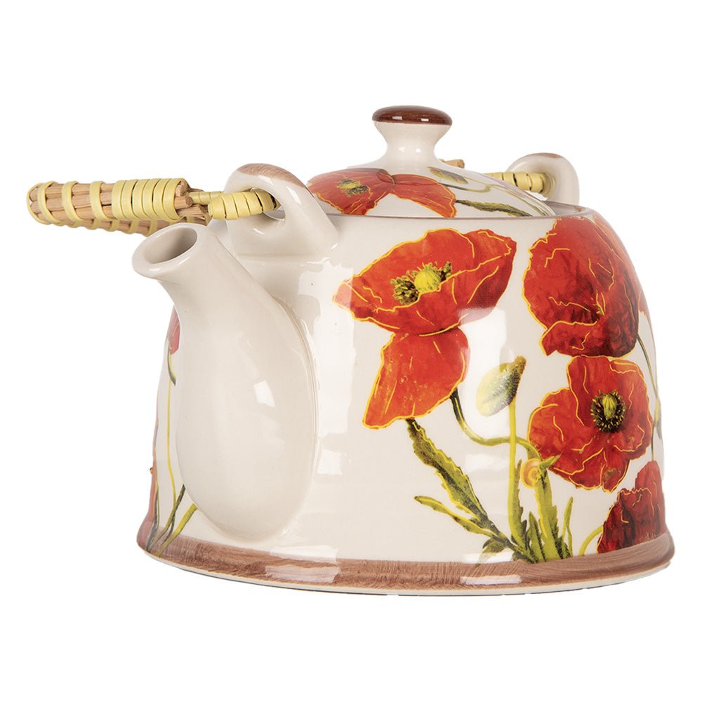 Teekanne aus Keramik inklusive Teesieb, 800 ml mit Blumenmotiv, Landhausstil {{ Shabby Chic und Landhaus Deko }} {{ www.Stein-Alt.de }}