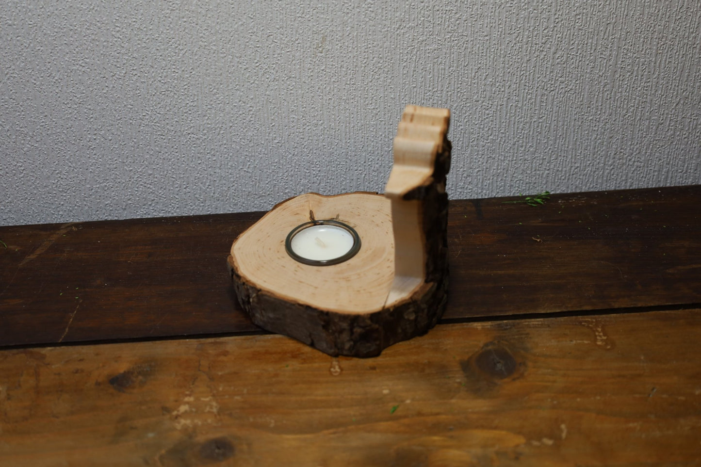 Teelichthalter Baumstamm mit Hirsch - Rustikale Weihnachtsdeko Holz {{ Shabby Chic und Landhaus Deko }} {{ www.Stein-Alt.de }}
