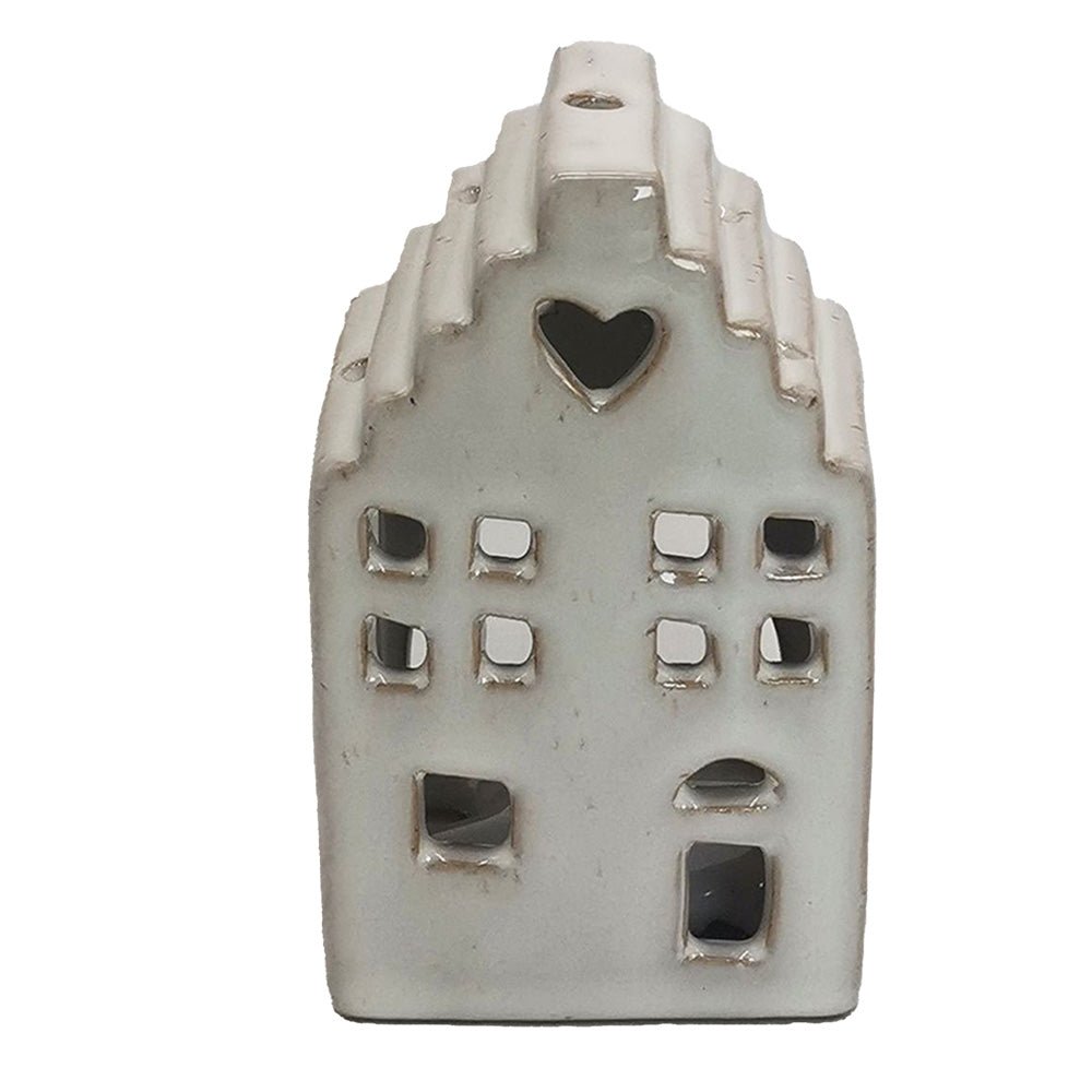 Teelichthalter Keramik Haus Beige - Kerzenständer Landhausstil Deko S/M/L {{ Shabby Chic und Landhaus Deko }} {{ www.Stein-Alt.de }}
