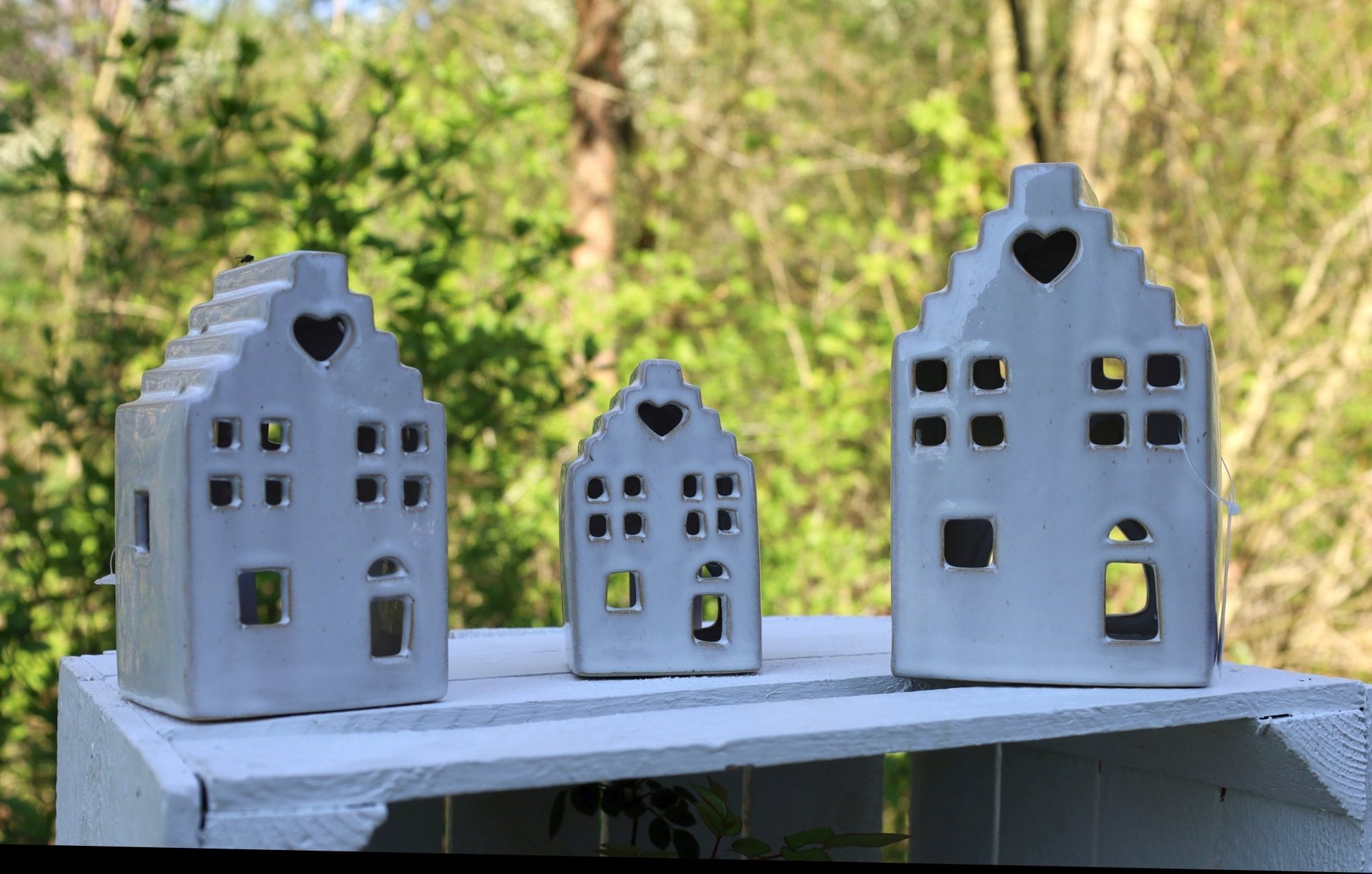 Teelichthalter Keramik Haus Beige - Kerzenständer Landhausstil Deko S/M/L {{ Shabby Chic und Landhaus Deko }} {{ www.Stein-Alt.de }}