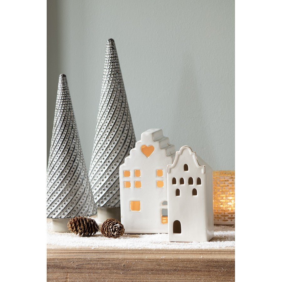 Teelichthalter Keramik Haus Beige - Kerzenständer Landhausstil Deko S/M/L {{ Shabby Chic und Landhaus Deko }} {{ www.Stein-Alt.de }}