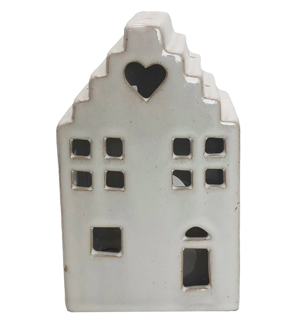 Teelichthalter Keramik Haus Beige - Kerzenständer Landhausstil Deko S/M/L {{ Shabby Chic und Landhaus Deko }} {{ www.Stein-Alt.de }}